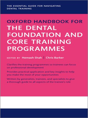 cover image of Oxford Handbook for the Dental Foundation and Core Training Programmes